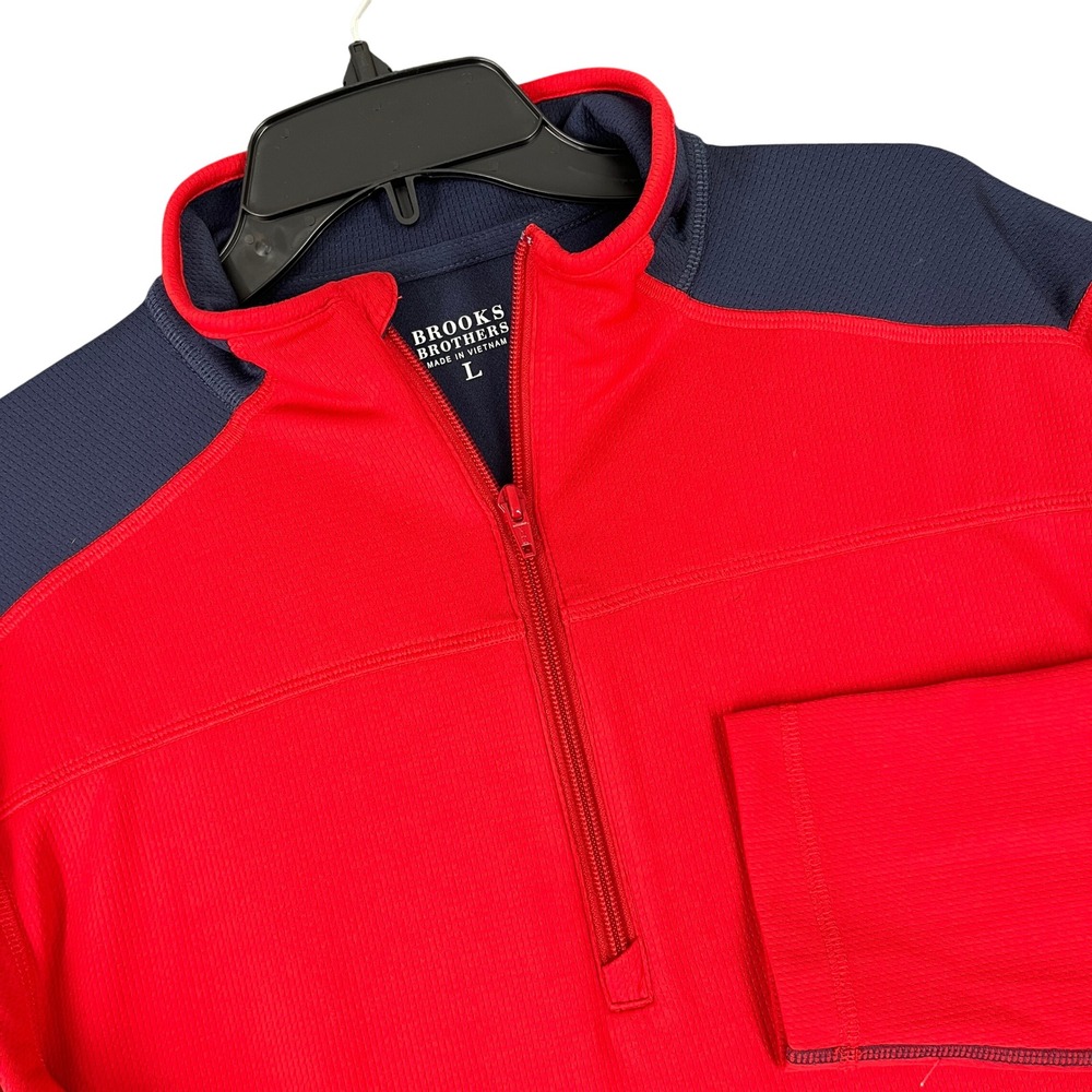 Brooks Brothers Quarter Zip Pullovers Performance Red Navy L Mens